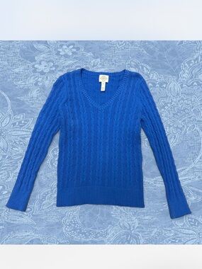 St. John's Bay Cable-Knit V-Neck Sweater in Royal Blue